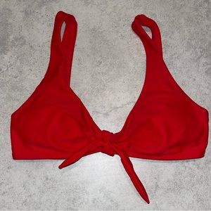 Red Front Tie Swim Top
